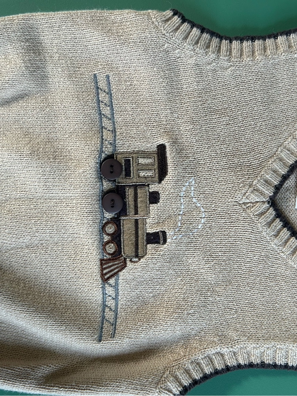 Vintage Style Beige Boys' Train Sweater Knit Vest